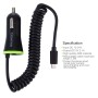 [UAE Warehouse] HAWEEL 5V 2.1A Micro USB Car Charger with Spring Cable, Length: 25cm-120cm, For Galaxy, Huawei, Xiaomi, Sony, LG, HTC and other Smartphones(Black)